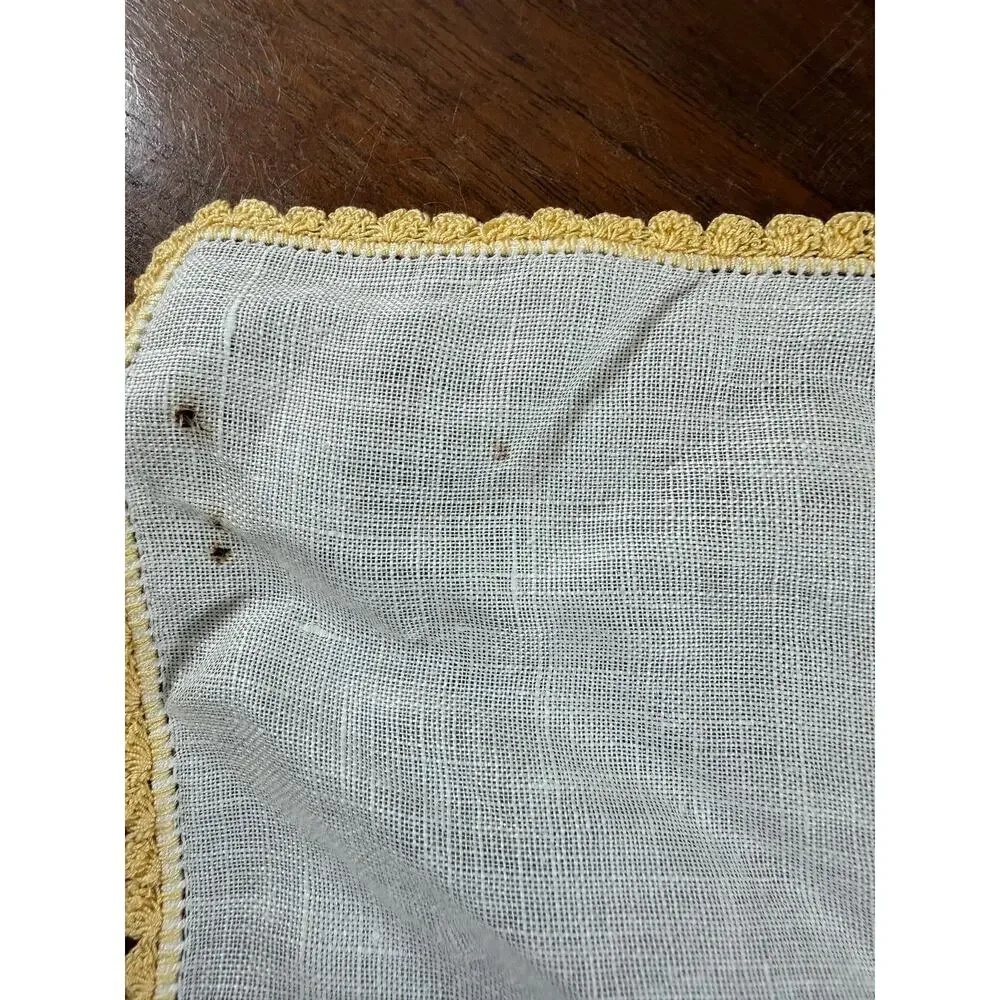 Vintage Handkerchiefs Lot of 3 Crochet Embroidered Floral Linen Hankies